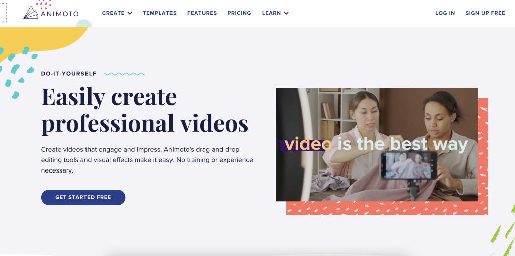 Animoto homepage
